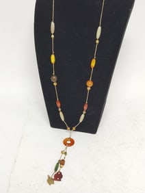 Antique Agate Carved Beads Necklace