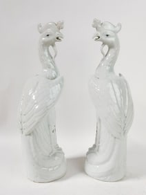 Pr. of Chinese Porcelain White Glaze Phoenix, Mark