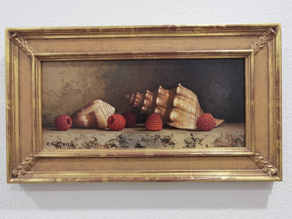 Loran Speck Still Life Oil Painting on Board: Loran Speck Still Life Oil Painting on Board, 16.5in by 9.5in