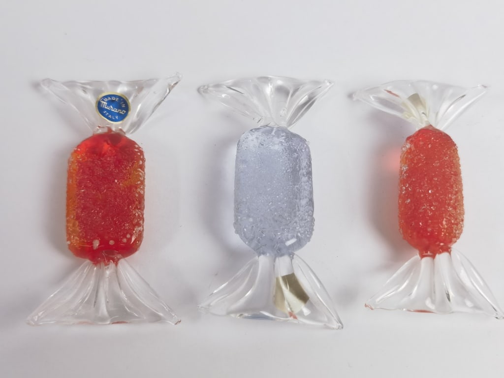 (3) Large Vintage Murano Italy Art Glass Candies (1 of 4)