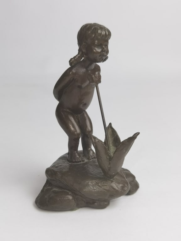 Limited Ed. Signed MIA Bronze Girl Sculpture,21/50: Limited Ed. Signed MIA Bronze Girl Sculpture,21/50, Mia Krantz, 4.5in