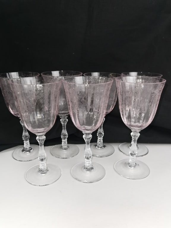 (7) Lenox Glass Navarre Pink Wine Goblets (1 of 5)