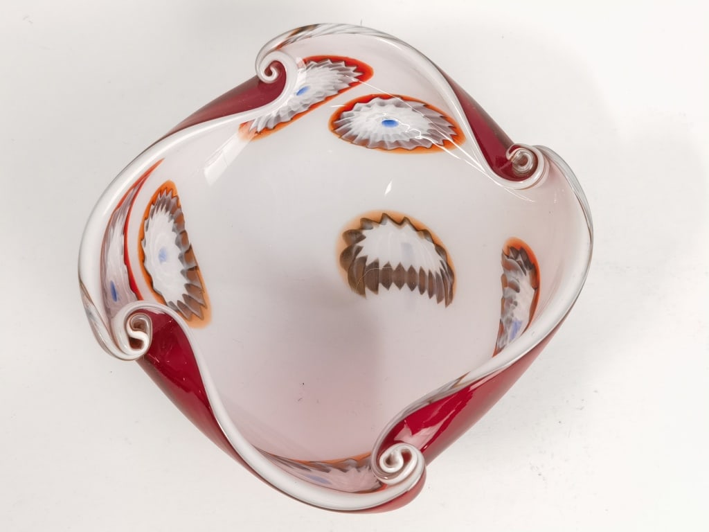 Vintage Murano Italy Millefiori Red Art Glass Bowl (1 of 6)