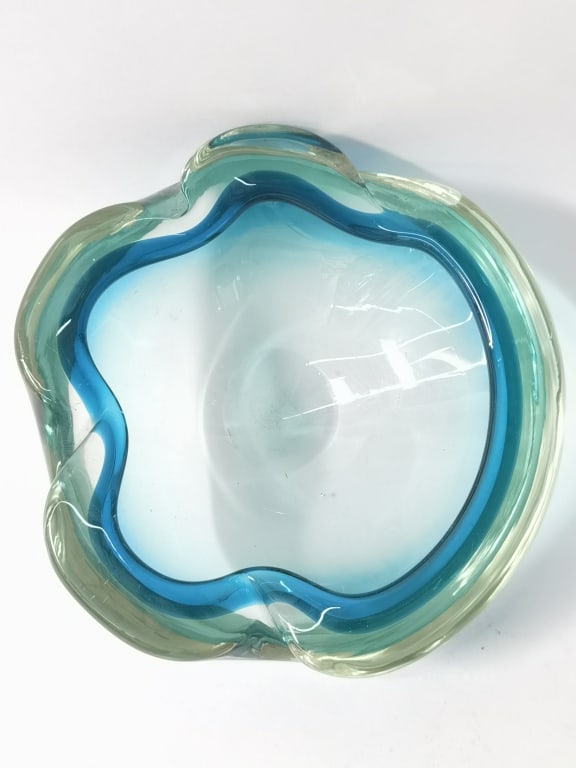 Vintage Murano Italy Yellow/Blue Sommerso Glass Bo (1 of 4)