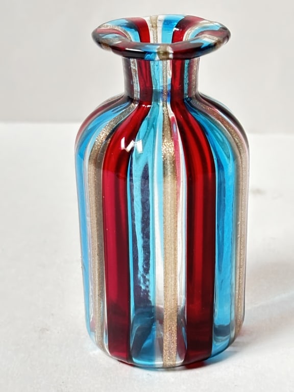 Vintage Murano Italy Glitter Colored Stripe Glass (1 of 4)