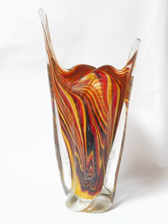 Vintage Murano Italy Clear Overcast Art Glass Vase (1 of 6)