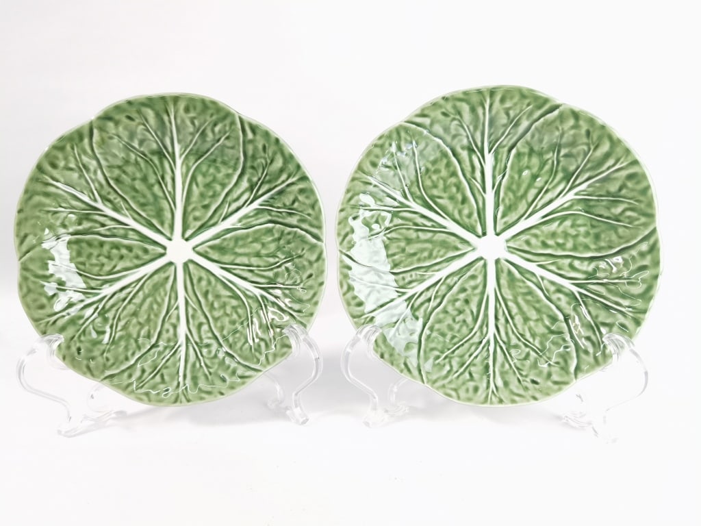 Pr. of Vintage Bordallo Pinheiro Porcelain Cabbage (1 of 3)