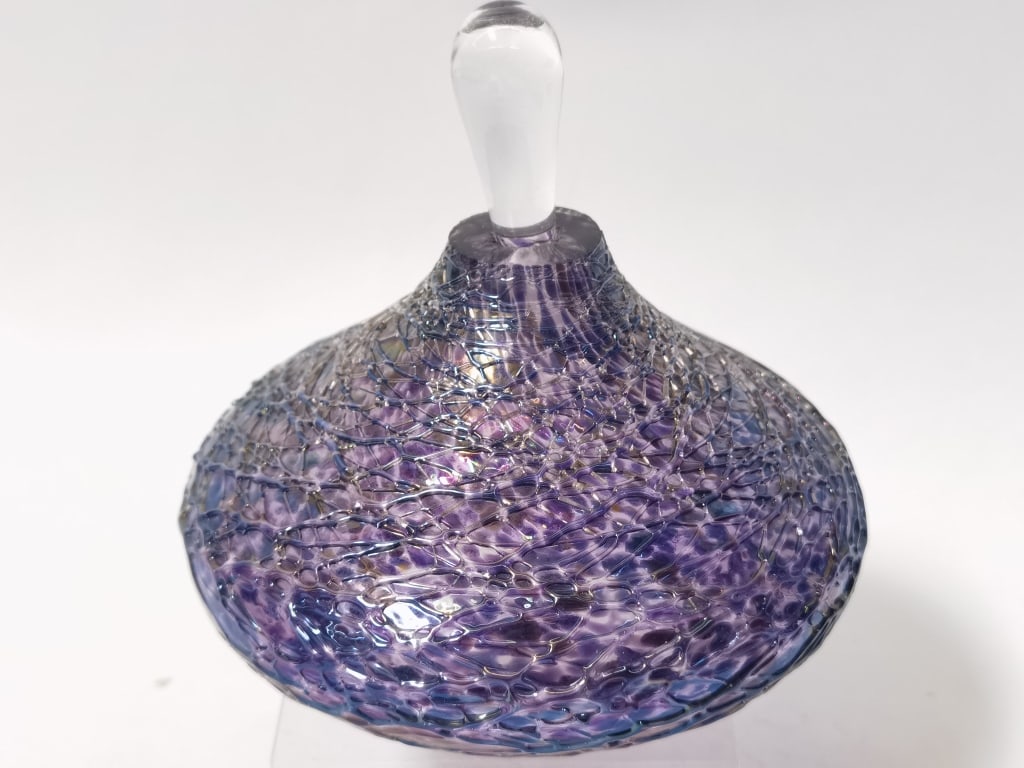 1993 Stuart Abelman Purple Art Glass Perfume Bottl (1 of 7)