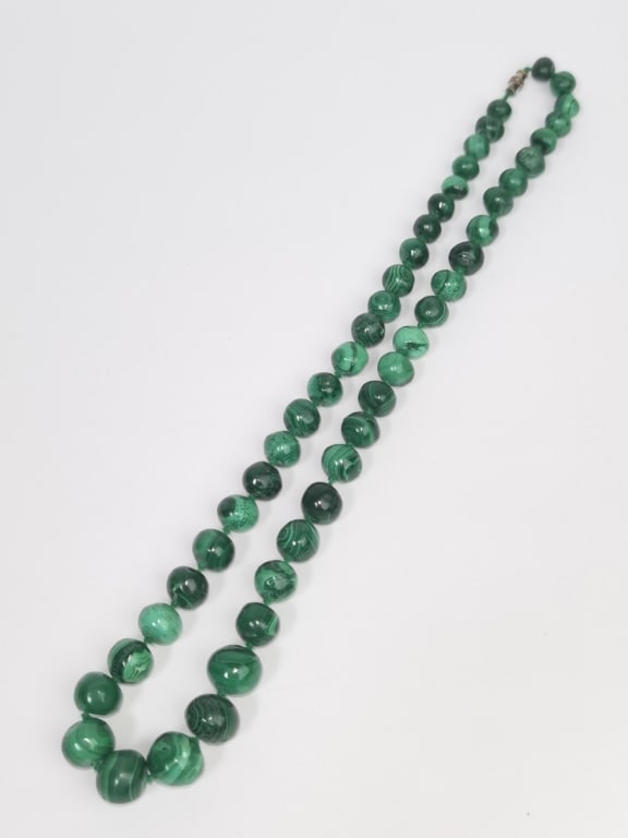Vintage Chinese Malachite Bead Necklace (1 of 3)