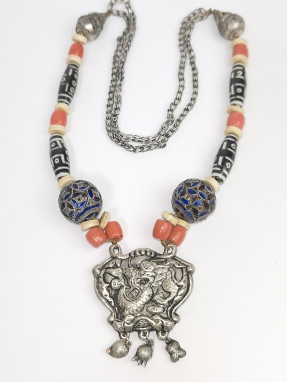 Vintage Chinese Tibetan Silver and Faux Coral/Tian (1 of 4)