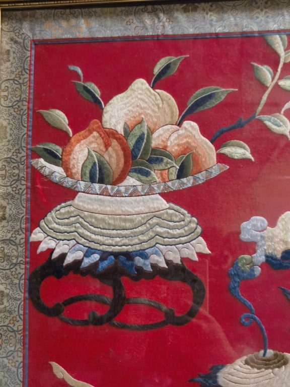 Qing Chinese Study Object Embroidery Panel - 2