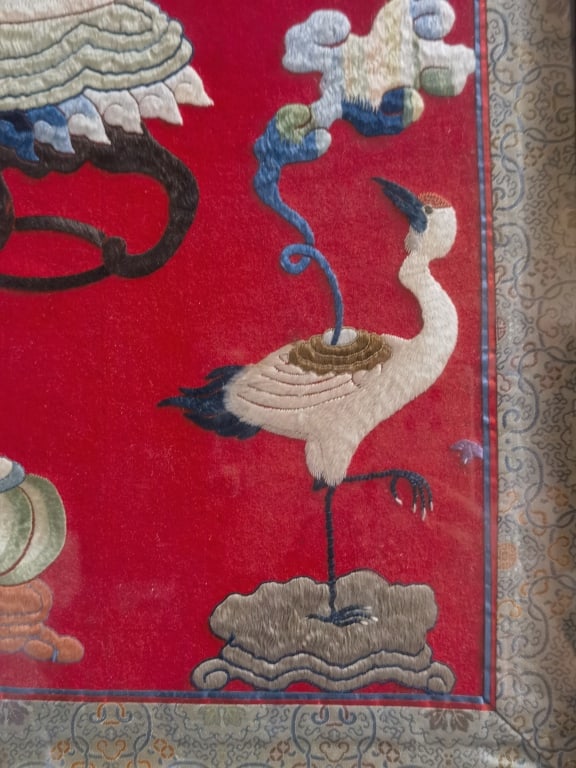 Qing Chinese Study Object Embroidery Panel - 3
