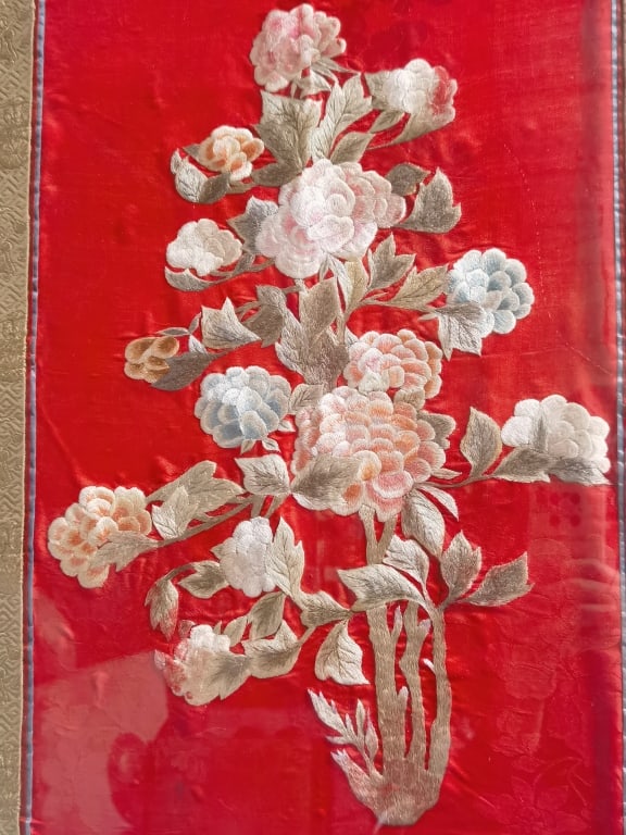 19th C. Chinese Longevity Embroidery Panel - 2