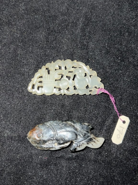 (2) Ming/Qing Chinese Jade Carved Amulets (1 of 2)