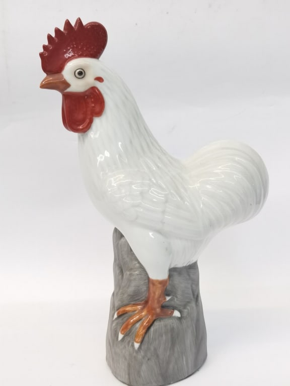 19-20th C. Chinese Porcelain White Rooster (1 of 4)