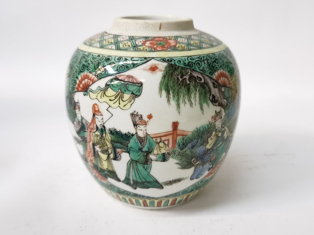 19-20th C. Chinese Porcelain Wucai Figure Jar (1 of 5)