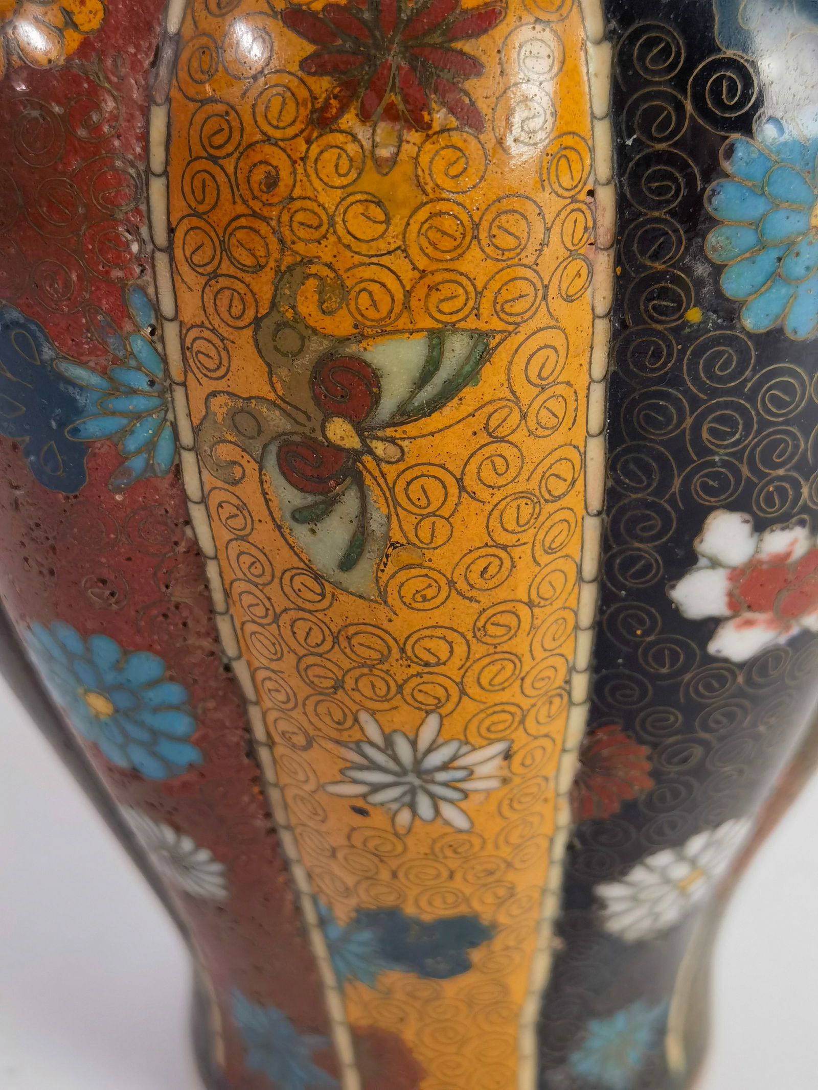 Japanese Cloisonne Melon Vase - 6