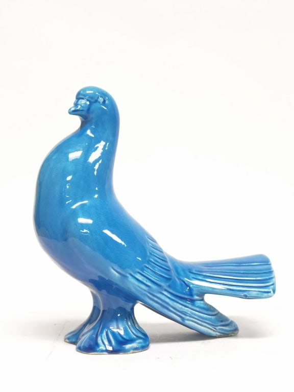 19-20th C. Chinese Porcelain Peacock Blue Dove (1 of 4)