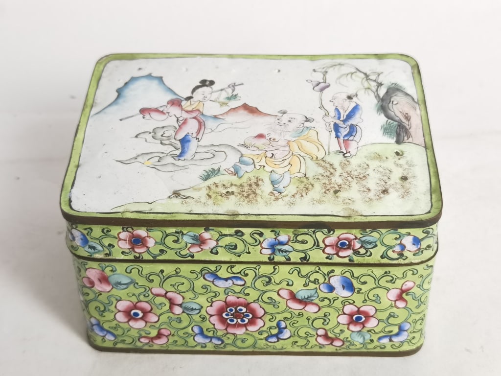 Qing Chinese Enamel over Bronze Figural Box (1 of 6)