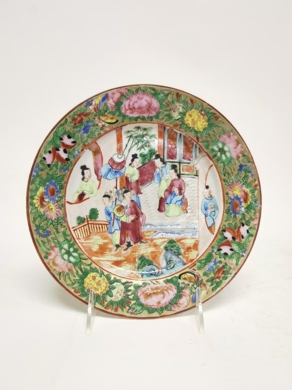 18-19th C. Chinese Export Porcelain Famille Rose P: 18-19th C. Chinese Export Porcelain Famille Rose Plate, 8.25in