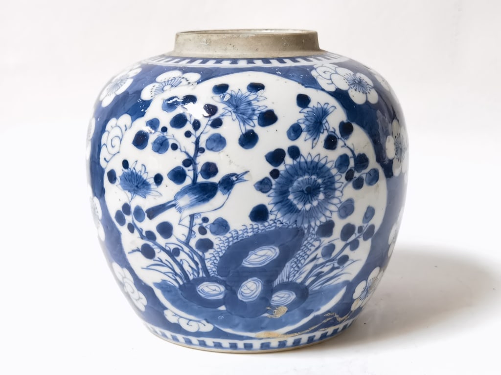 18th C. Chinese Porcelain B&W Plum Jar (1 of 6)