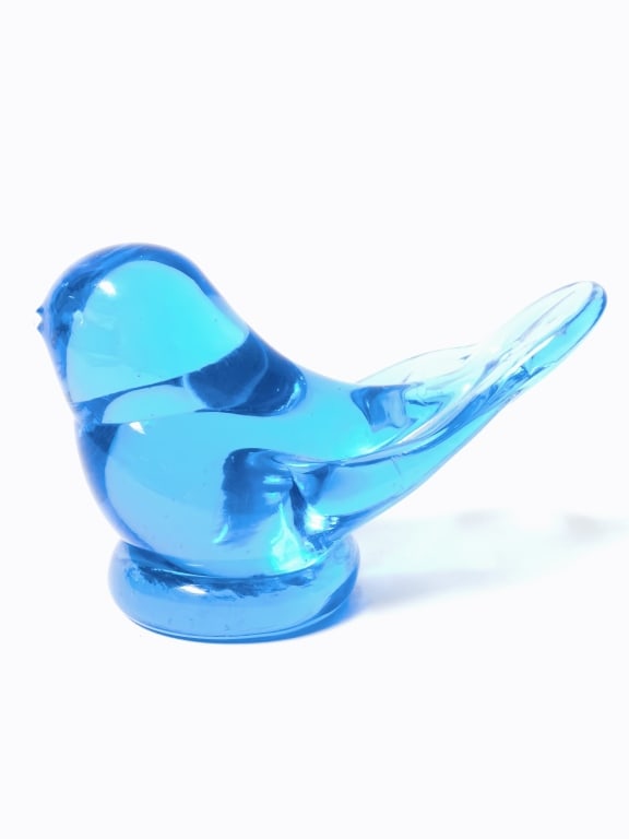 1997 Leoward Glass Blue Bird of Happiness: 1997 Leoward Glass Blue Bird of Happiness, 3.75in
