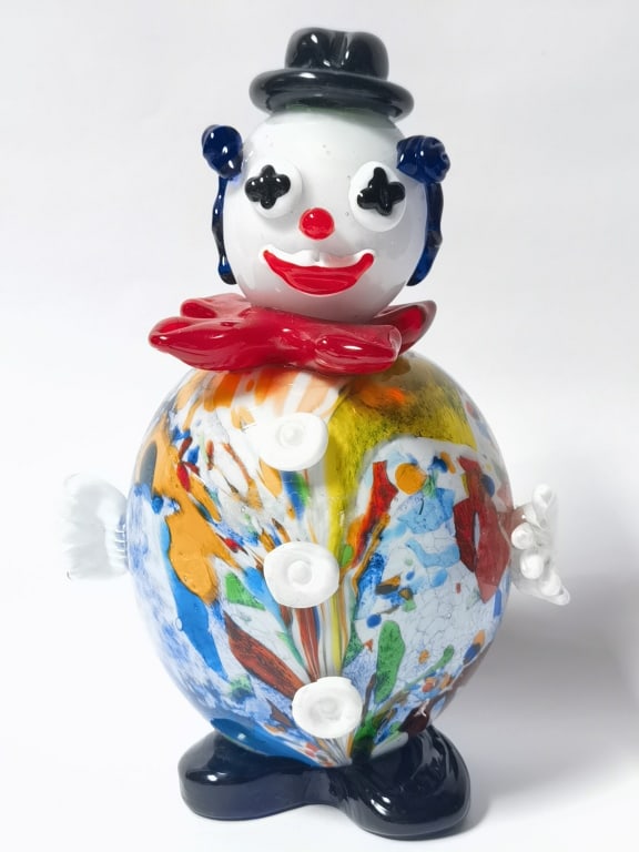 Vintage Murano Italy Art Glass Clown: Vintage Murano Italy Art Glass Clown, 10.5in