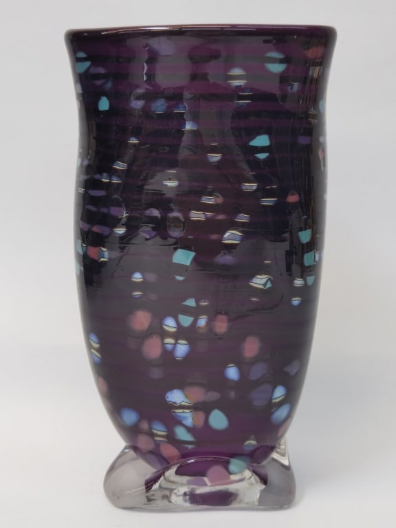 1997 Signed D. Tate Iridescent Art Glass Vase (1 of 3)
