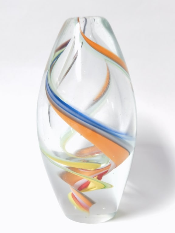Vintage Murano Italy Spiral Art Glass Vase (1 of 5)
