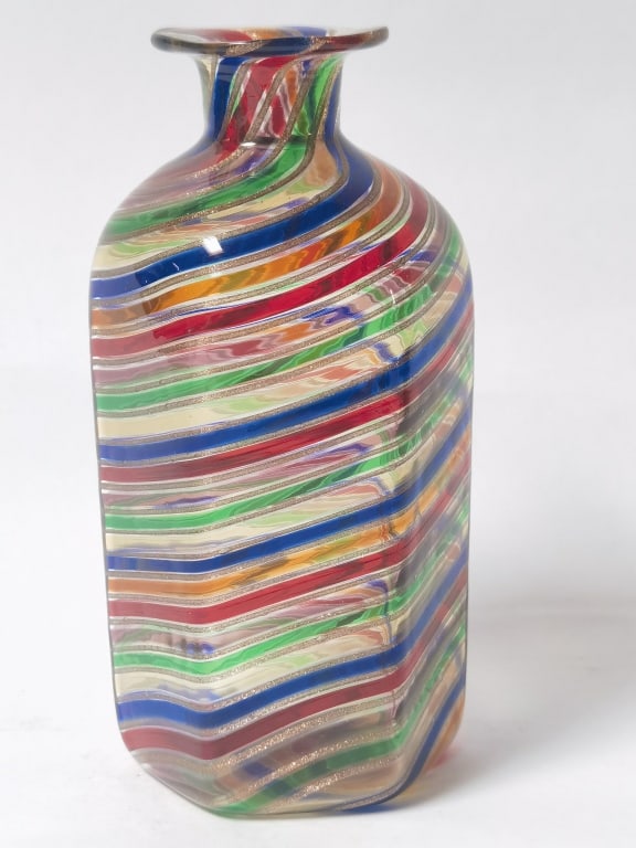 Vintage Murano Italy Glitter Rainbow Swirl Stripe (1 of 4)