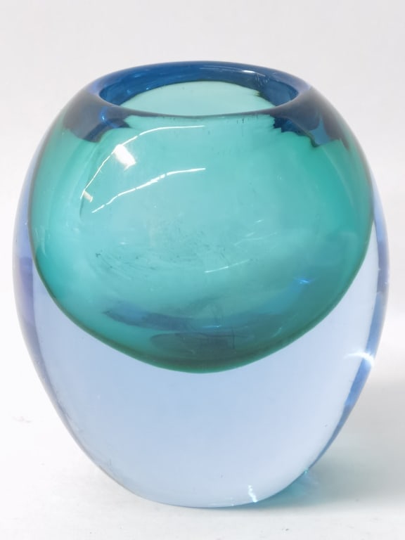 Vintage Murano Italy Blue/Green Art Glass Vase (1 of 4)