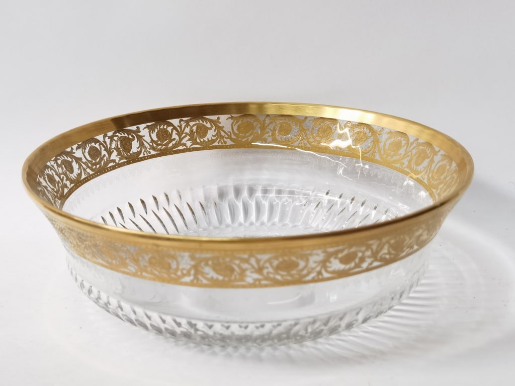 Vintage St. Louis Cristal France Gold Rim Bowl: Vintage St. Louis Cristal France Gold Rim Bowl, 8.5in