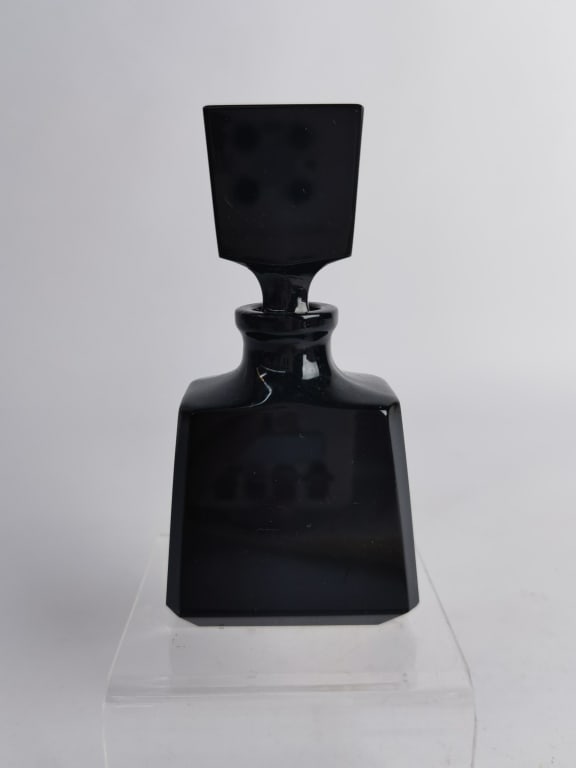 Vintage Black Glass Perfume Bottle (1 of 4)