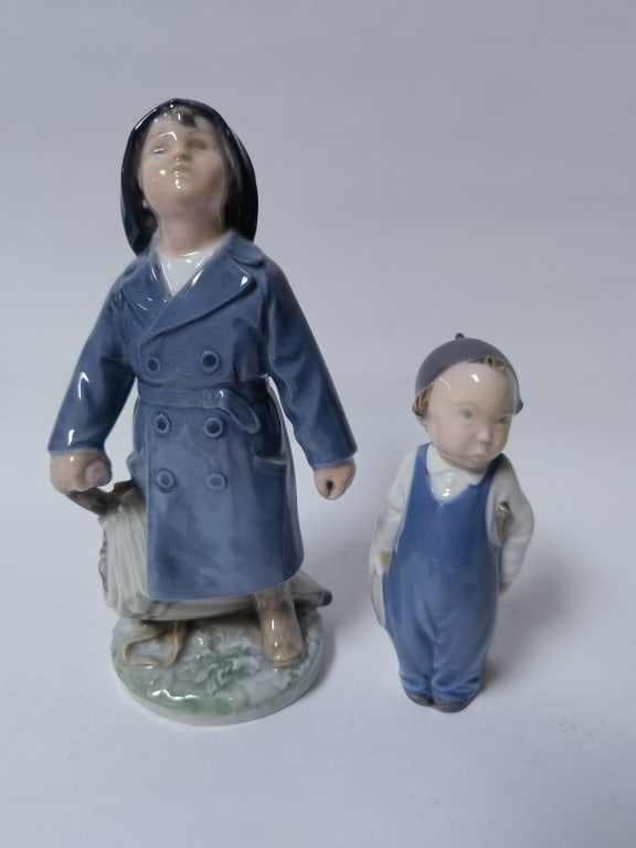 (2) Royal Copenhagen Porcelain Figurines: (2) Royal Copenhagen Porcelain Figurines, 7in
