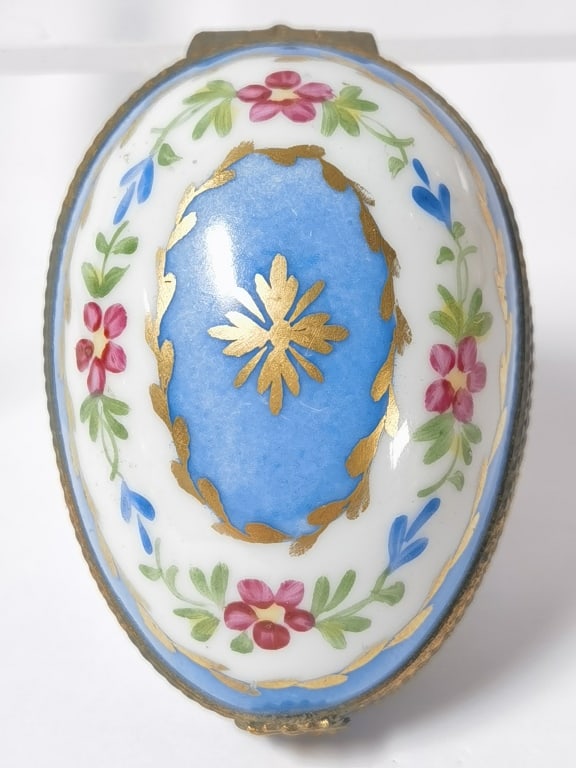 Vintage Limoges France Porcelain Floral Egg Trinke (1 of 5)