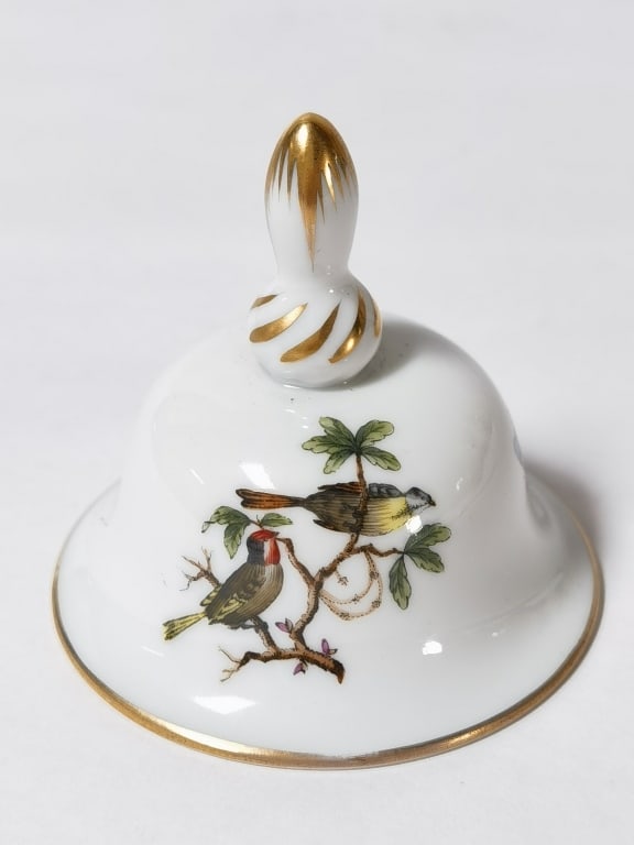 Herend Hungary Porcelain Rothschild Dinner Bell: Herend Hungary Porcelain Rothschild Dinner Bell, 2.75in by 2.5in
