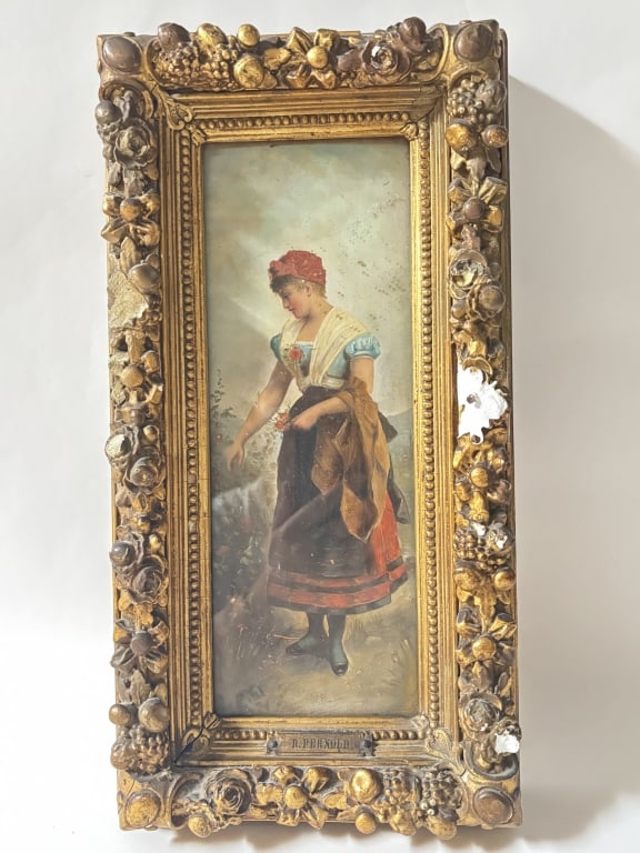 Antique R. Pernold Oil Painting on Board: Antique R. Pernold Oil Painting on Board, 15in by 7.75in