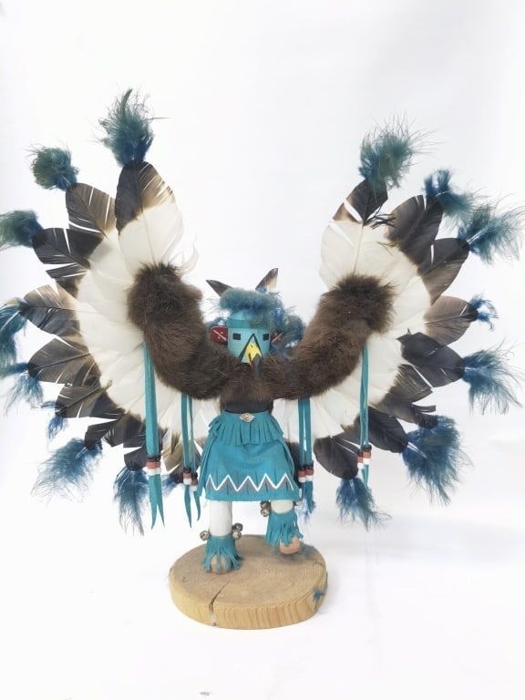 Vintage Signed Navajo Hopi Eagle Dancer Kachina Do: Vintage Signed Navajo Hopi Eagle Dancer Kachina Doll, 15in by 15in