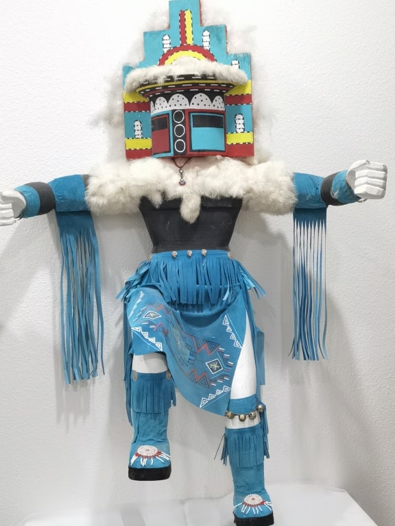Large Vintage Navajo Hopi Hemis Kachina Sculpture: Large Vintage Navajo Hopi Hemis Kachina Sculpture, 49in by 30in