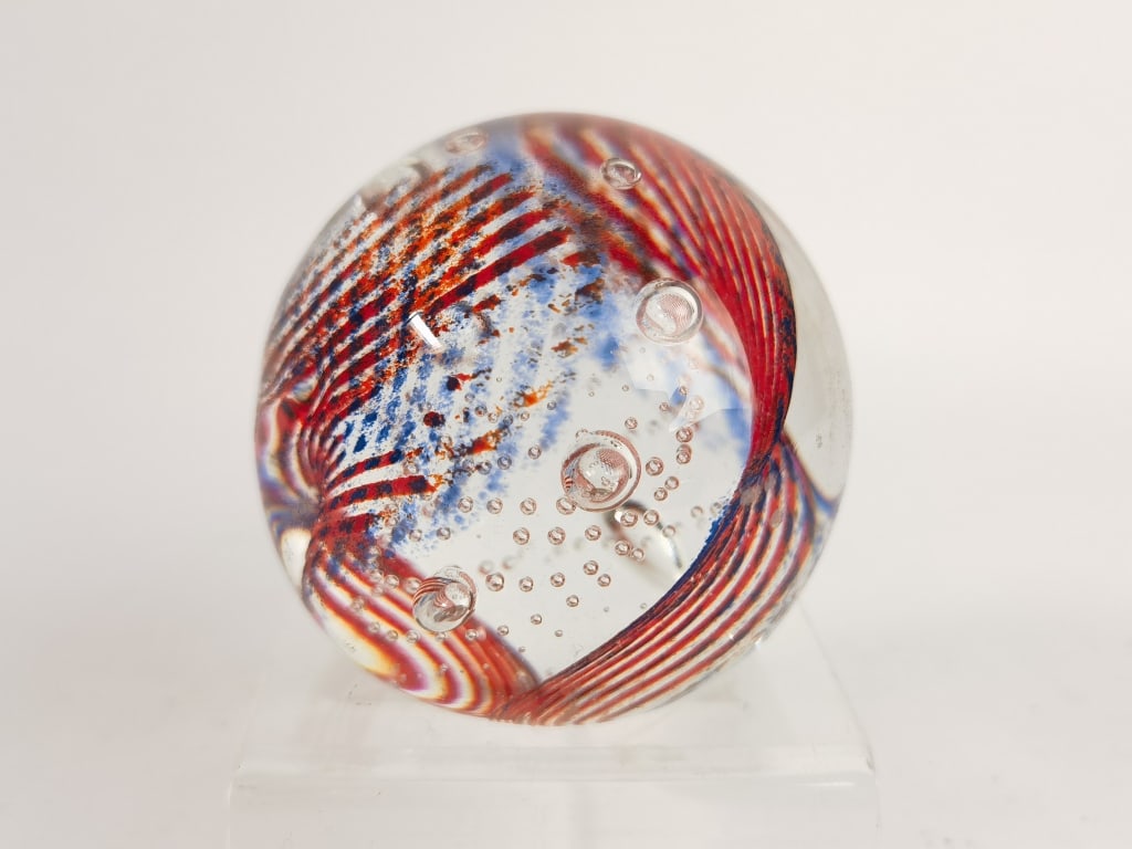Caithness Scotland Tartan Twist Art Glass Paperwei: Caithness Scotland Tartan Twist Art Glass Paperweight, With CIIG Mark, 2.75in by 3 1/8in