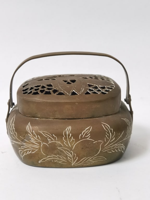 Chinese Etched Bronze Hand Warmer (1 of 3)