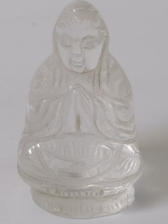 Chinese Rock Crystal Carved Guanyin: Chinese Rock Crystal Carved Guanyin, 2in