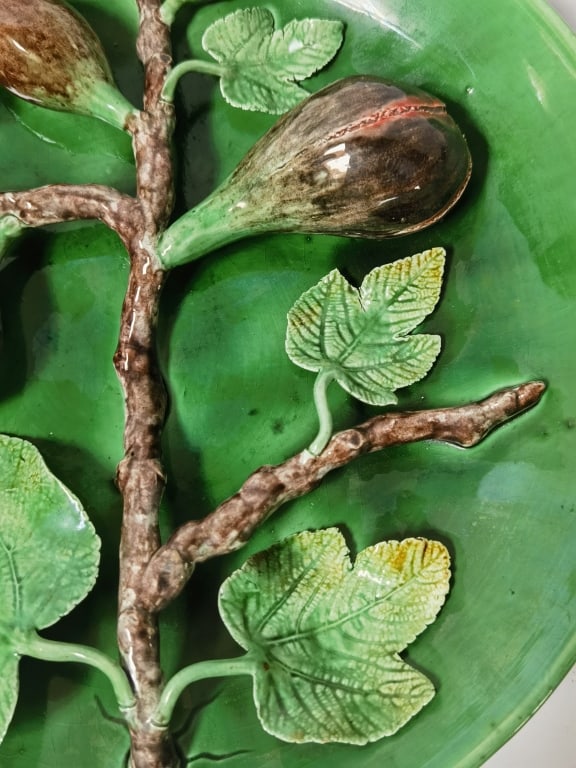 Antique Bordallo Pinheiro Porcelain Majolica Figs - 3