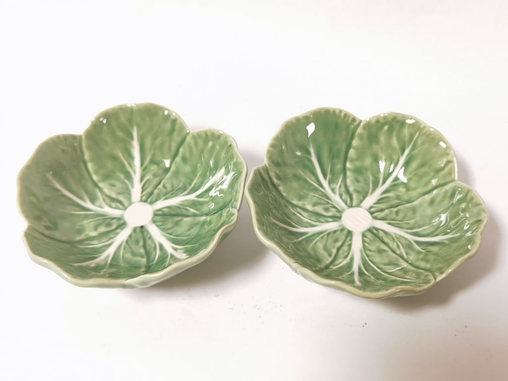 Pr. of Bordallo Pinheiro Porcelain Green Cabbage B (1 of 3)