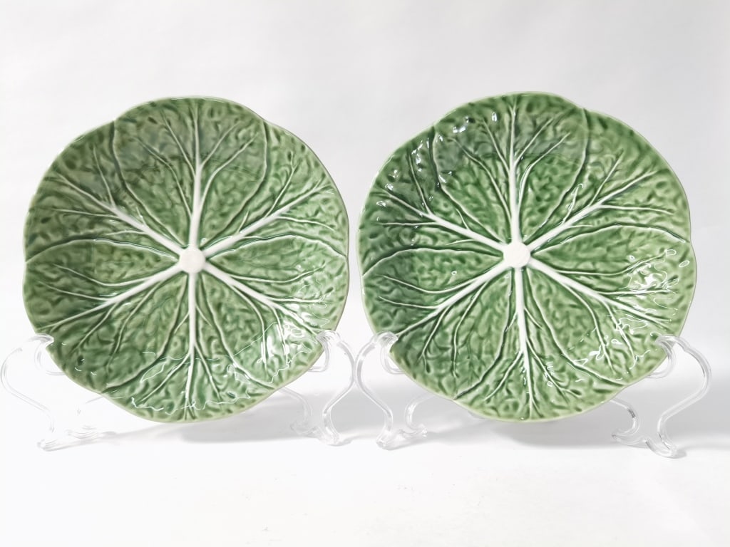 Pr. of Vintage Bordallo Pinheiro Porcelain Cabbage (1 of 4)