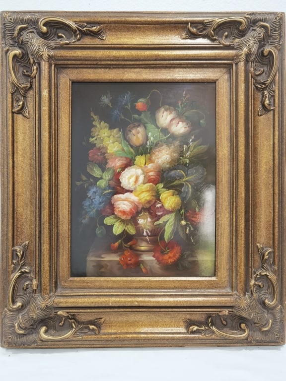 Anonymous Floral Still Life Oil Painting on Board (1 of 5)