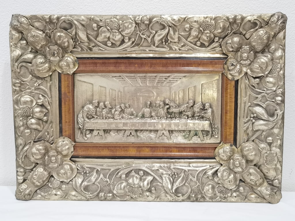 Vintage Silver-Plated Metal Repousse "Last Supper" (1 of 5)