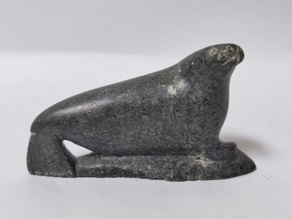 Signed Jacob Canadian Eskimo Art Inuit Stone Seal (1 of 4)
