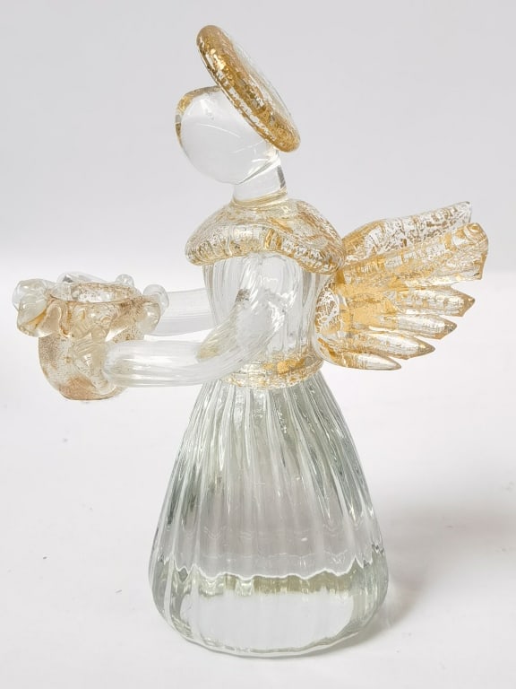 Vintage Murano Italy Glitter Clear Art Glass Angel (1 of 3)