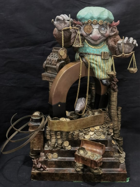Vintage Limited Ed. Charles Bragg Bronze "Midas" S: Vintage Limited Ed. Charles Bragg Bronze "Midas" Sculpture, 98/275, 17.5in by 11.5in